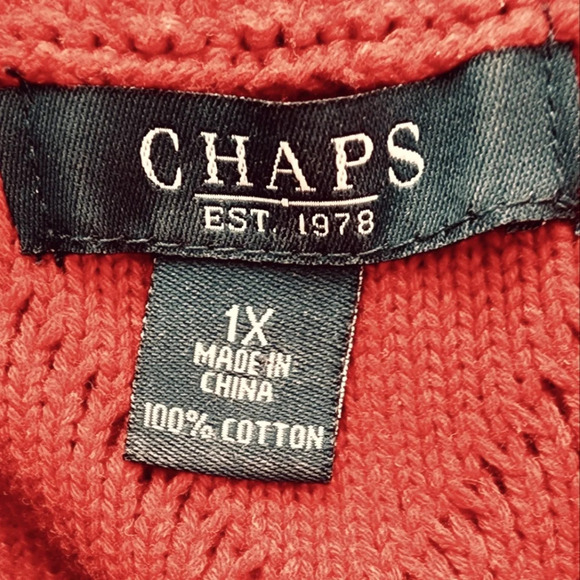 Chaps Red & Black Women's Cable Sweater Long Sleeves Pullover Stripes Sz 1X - Picture 6 of 6